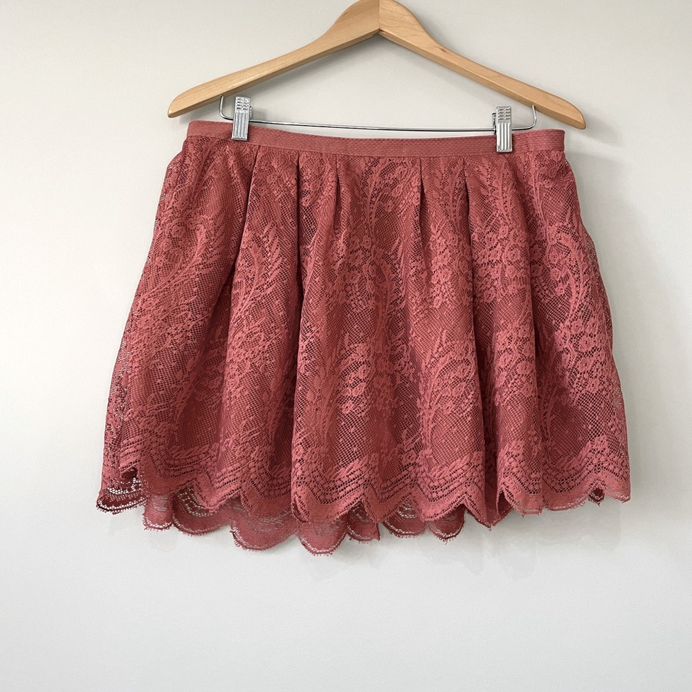 Mango lace pleated lace A line mini skirt medium